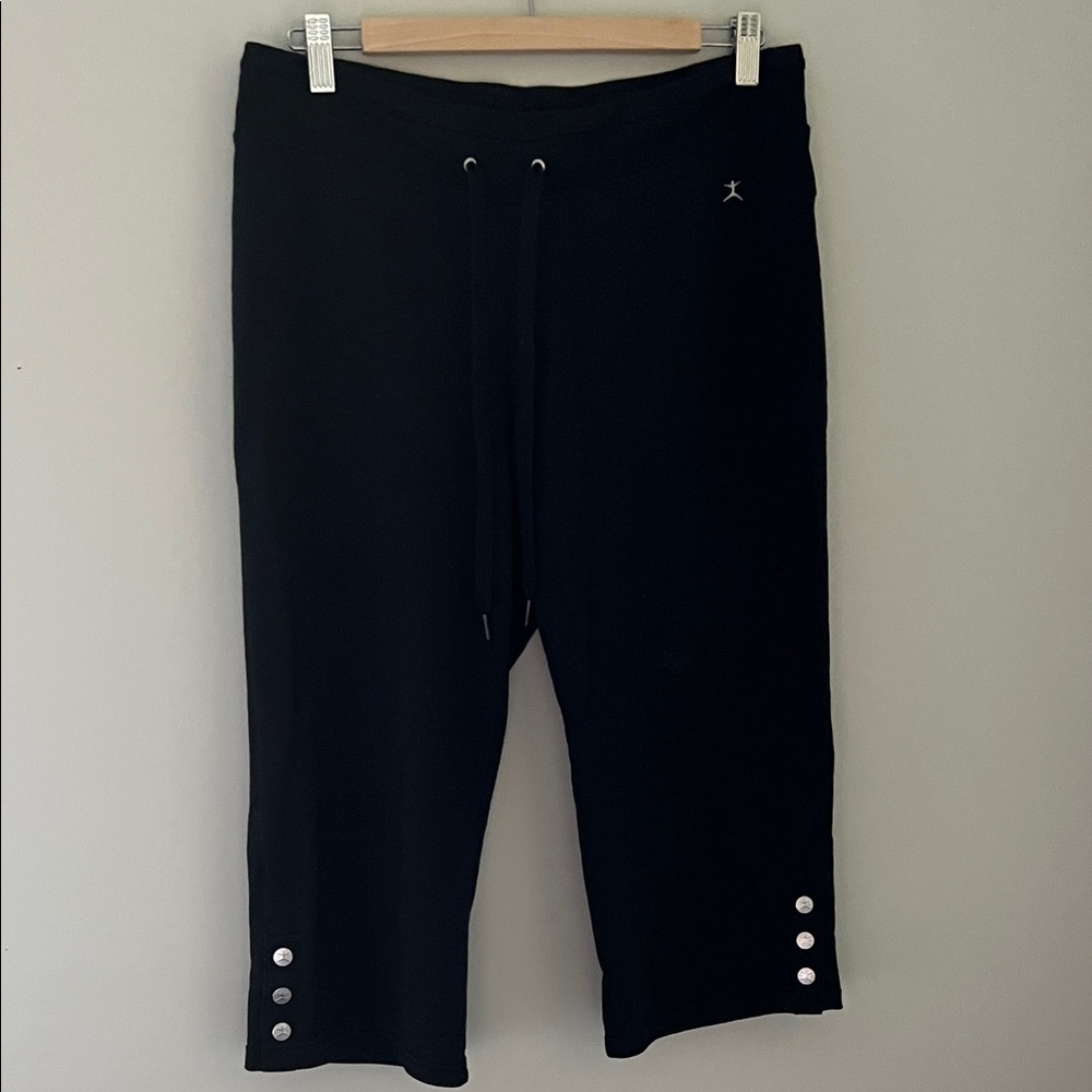 Danskin Now Black Cropped Yoga Pants Capri Drawstring Women’s Large